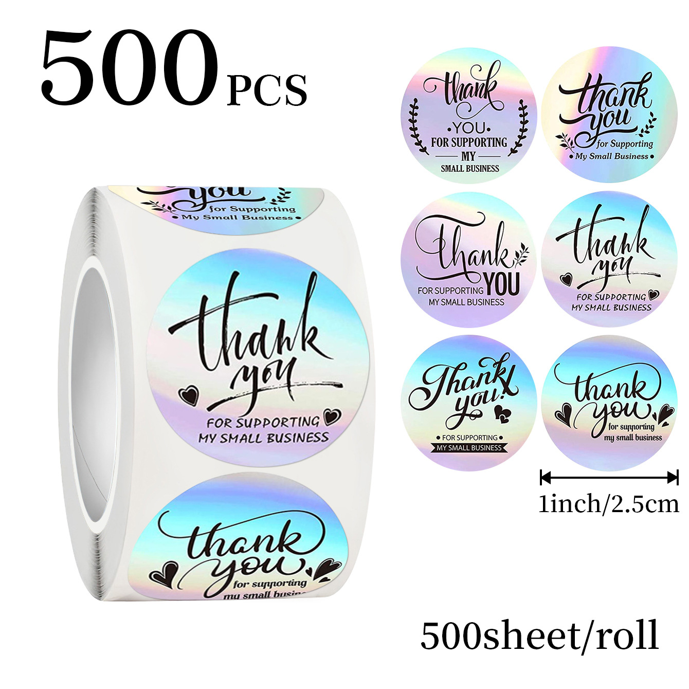 Wedding Favor Box - JCAC 500 adet/rulo 1 inç holografik