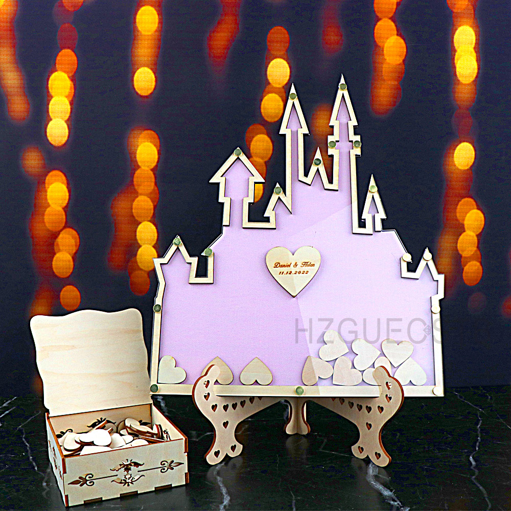 Wedding Favor Box - Kişiselleştirilmiş kale ziyaretçi defteri düğün posta
