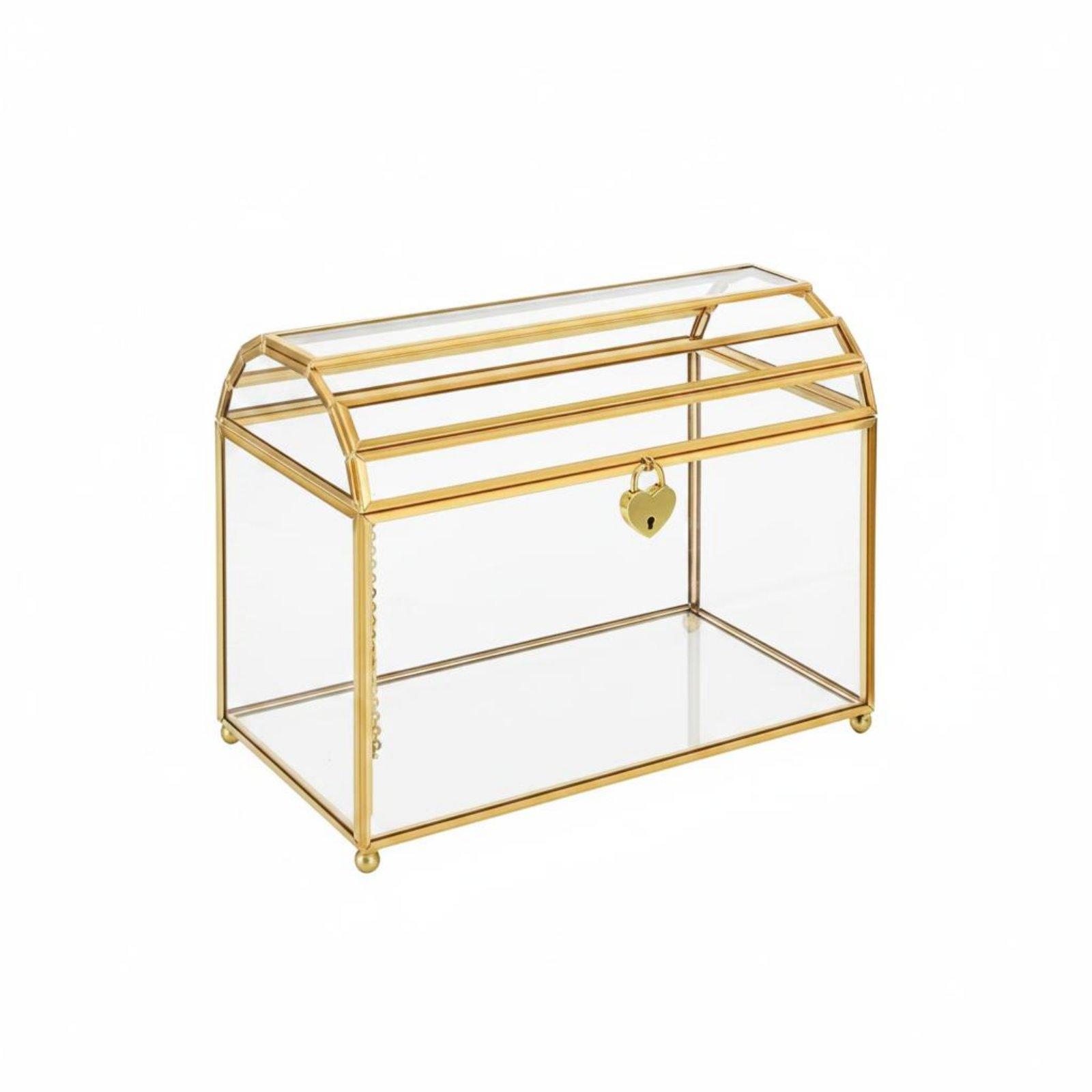 Wedding Card Box - Şık Cam Düğün Zarf Kutusu Kilitlenebilir