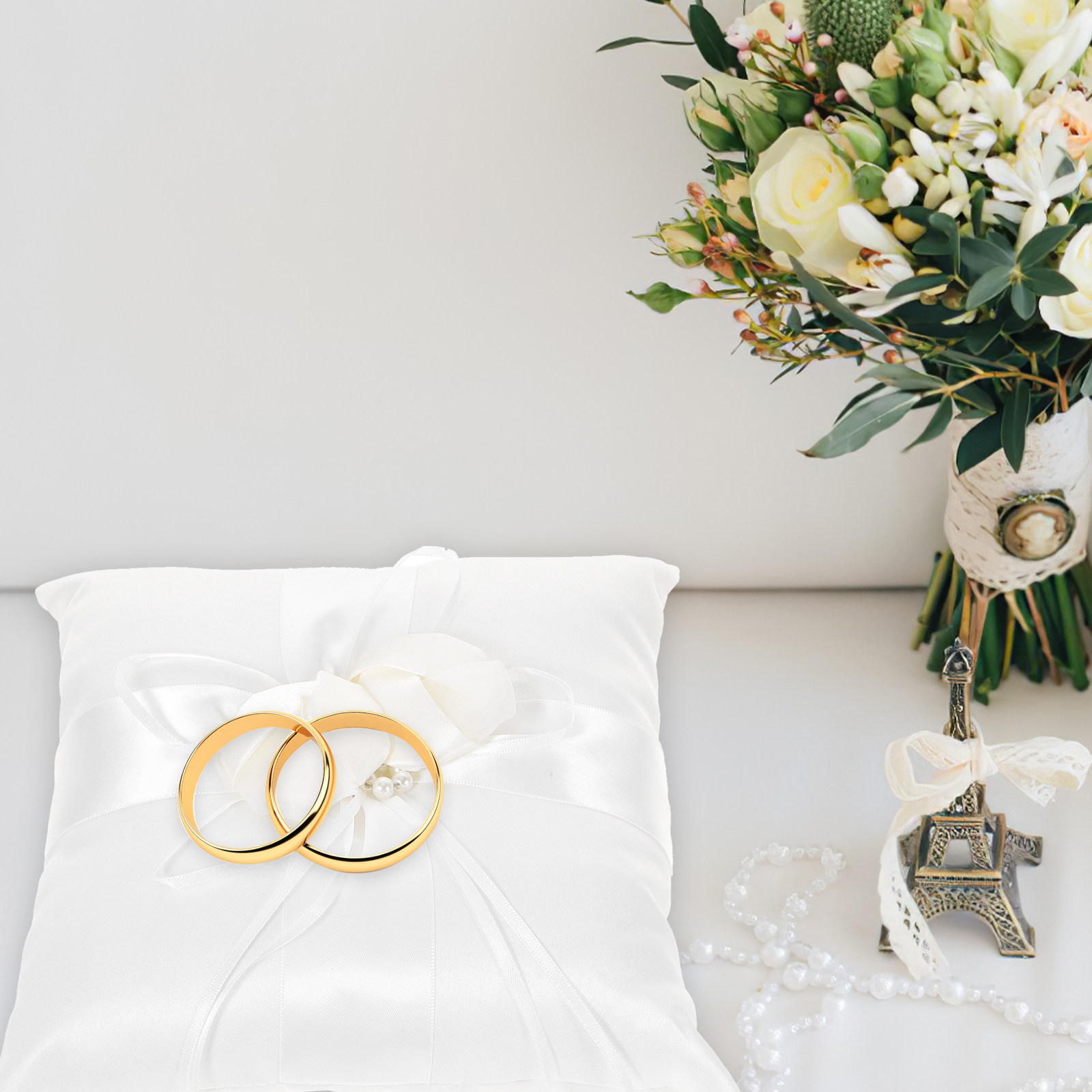20x20cm zarif beyaz saten cep  - Ring Bearer Pillow incelemesi ve fiyatı