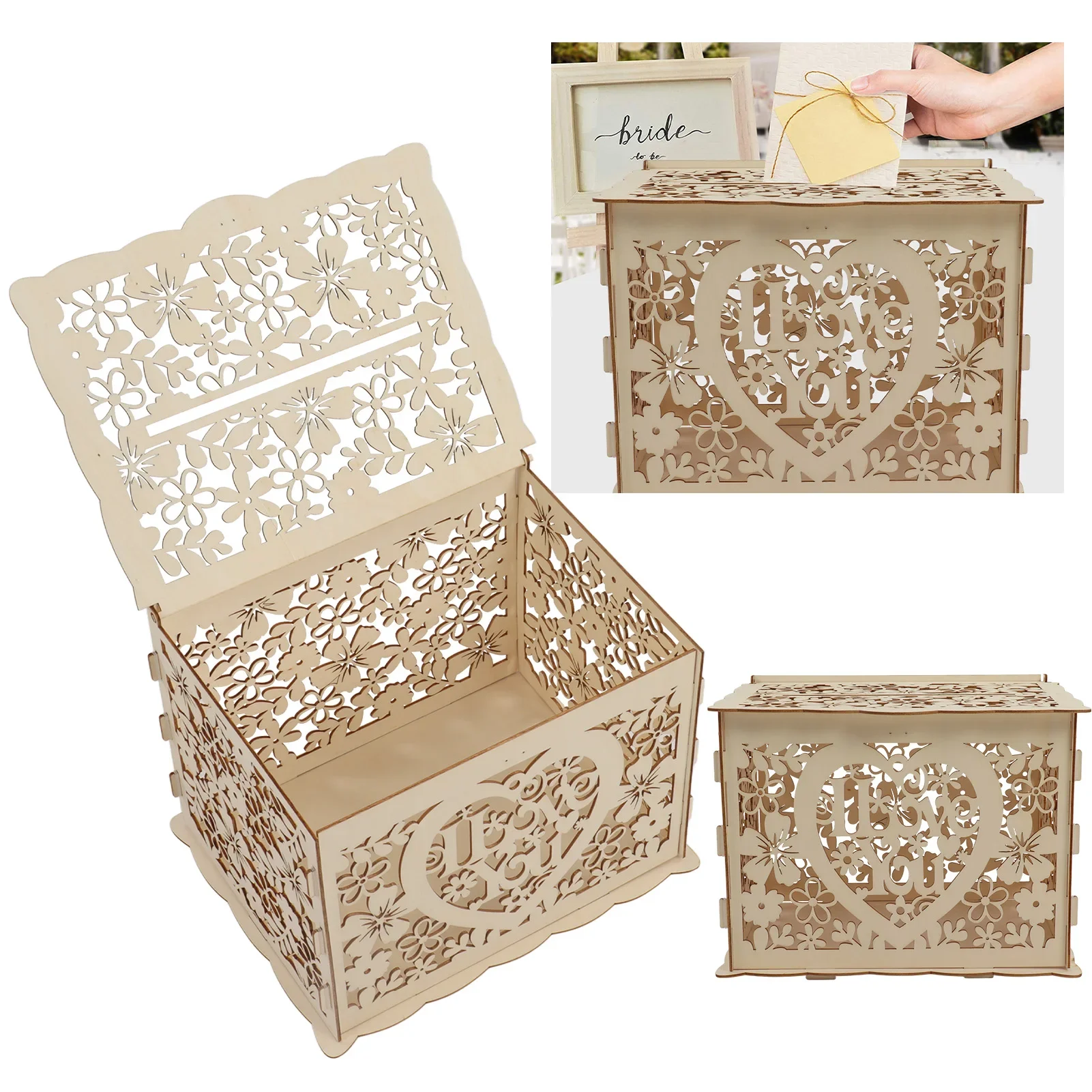 DIY Hollow ahşap kutu hediye k - Wedding Card Box incelemesi ve fiyatı